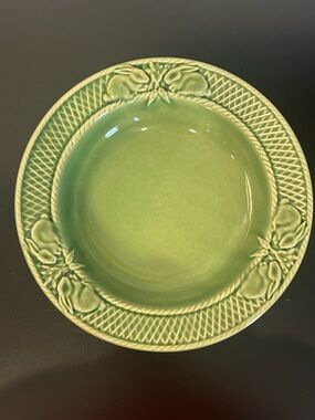 Set of 5! Bordallo Pinheiro Portugal Bunny Rabbit Lattice Soup Pasta Bowl Green
